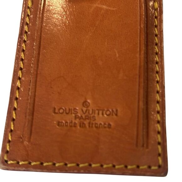 Louis Vuitton Brown Leather and Gold Hardware Luggage Tag Authentic - Picture 2 of 6